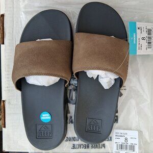 REEF ONE SLIDE Sandals Mens Size 8 Grey Tan RF0A3ONDGTA